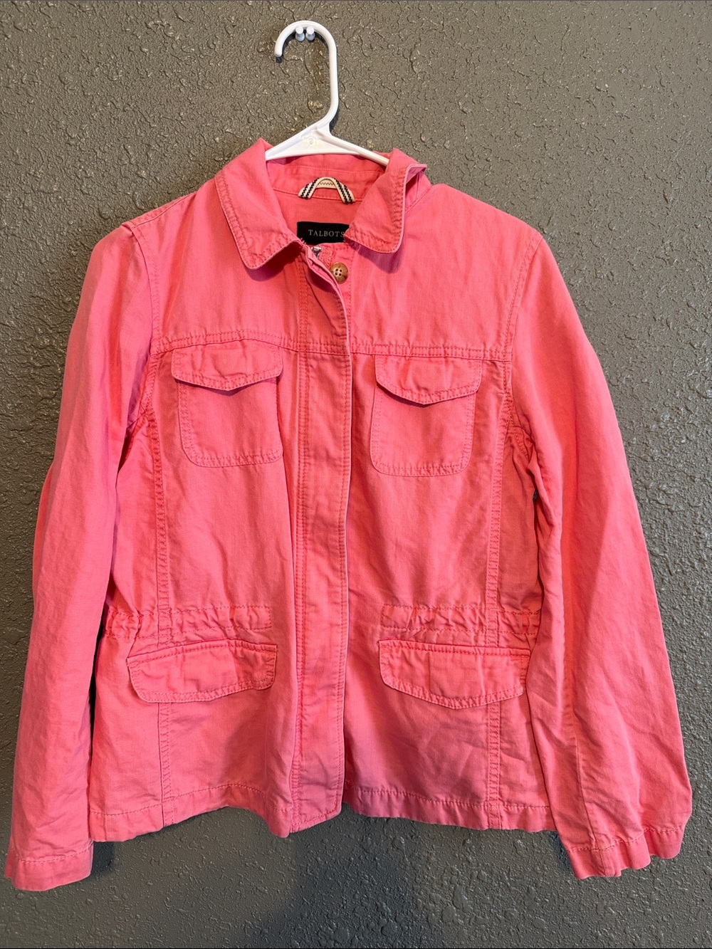 Talbots Coral-Pink Utility Jacket with Flap Pockets